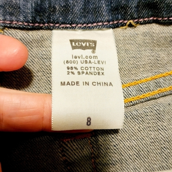 Levi’s Deconstructed Dark Wash Blue Denim Mini Skirt Raw Hem Women's Size 8 EUC - Picture 11 of 16